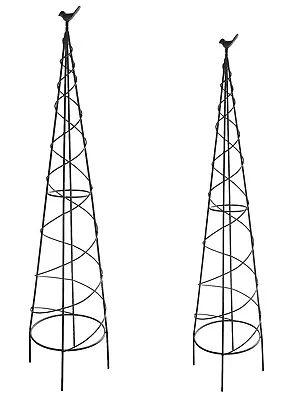 £21.98 • Buy Metal Garden Plant Obelisks Planter Climbing Supports Frame Pyramids Black