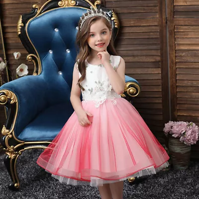 Pageant Flower Girls Kid Party Tutu Dress Wedding Bridesmaid Prom Gown Christmas • $28.67