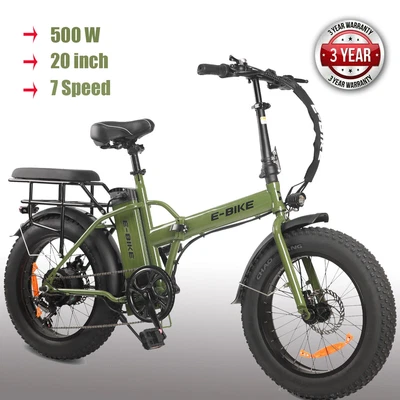 $899.99 • Buy 500W 36V Folding Electric Bike Ebike, 20 Inch Fat Tire 7 Speed City Snow Bicycle