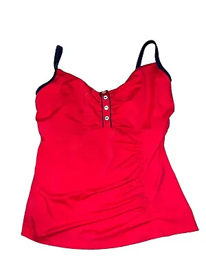 Panache Tankini Swim Top 32 J Navy Red Gold  Underwire Bathing Suit • $17.50