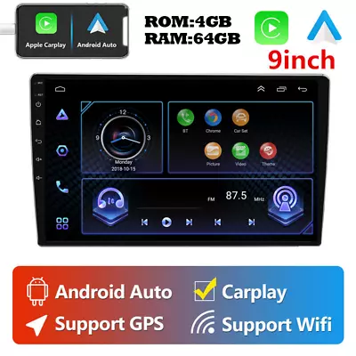 9in 64G Android13 Wireless Carplay Auto Currency GPS Navigation Car Radio SWC HD • $79.79