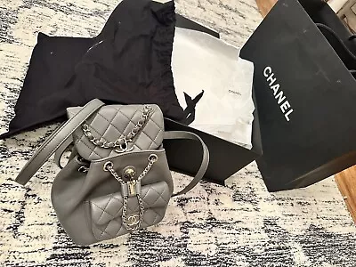 Chanel Lambskin 22A  Duma Drawstring Backpack Gray BNIB Full Set Limited Color • $6310