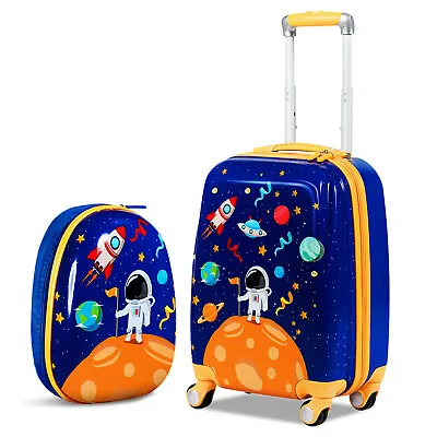 2 PCS 12'' 18'' ABS Kids Backpack Luggage Set Children Suitcase Travel • £39.95