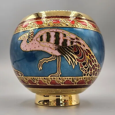 Miguel Pineda Enamel Peacock Bowl Rare And Signed! • $375