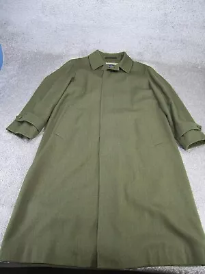 Vintage Burberrys Overcoat Mens 40 Dark Green Wool Long Twill • $119.99