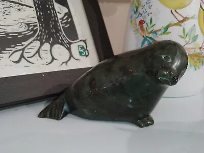 Genuine Inuit Green Stone Carving Seal Eskimo Art Label • £90