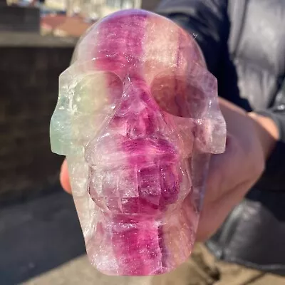 3.35LBNatural Fluorite Skull Quartz Hand Carved Crystal Skull Healing • $0.99