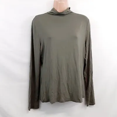 Bellatrix Top Blouse Shirt Women Size 1X/L Solid Green Mock Neck Fitted L/Sleeve • $21.23