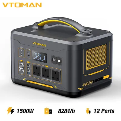 VTOMAN Jump 1500X Portable Power Station 1500W 828Wh LiFePO4 Solar Generator UK • £485.99