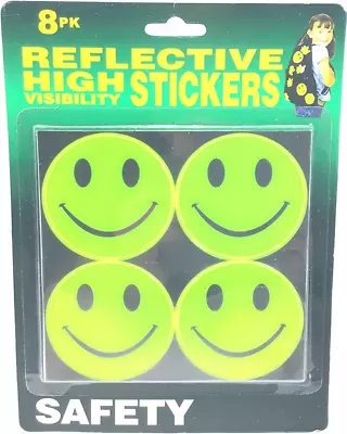 Reflective Smiley Faces High Visibility Stickers 8 Per Pack New Safety Accessory • $11.38