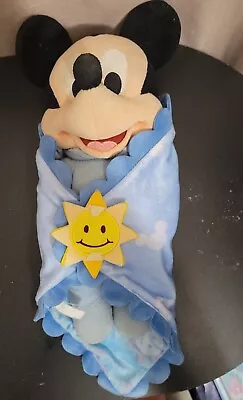 Baby Mickey Mouse Plush In Blue Blanket Disney Parks • $14.99