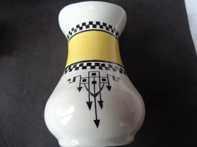 £5 • Buy Soho Pottery Cobridge Solian Ware Vase Black Yellow And White 14cm High