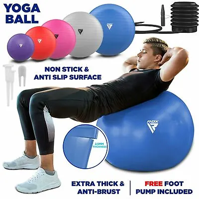 $21.99 • Buy Exercise Yoga Ball By RDX, Gym Pilates Ball For Stretching, Fitness Home Workout