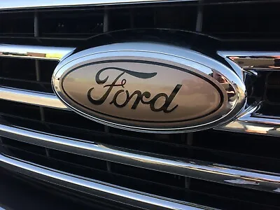 Ford Oval Emblem STONE GREY METALLIC DECAL STICKER OVERLAY Fits 2021 F150 • $19.99