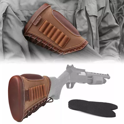 TOURBON Rifle Bullets Holder Hunting Gun Stock Cover Cheek Rest Canvas Leather • $28.79