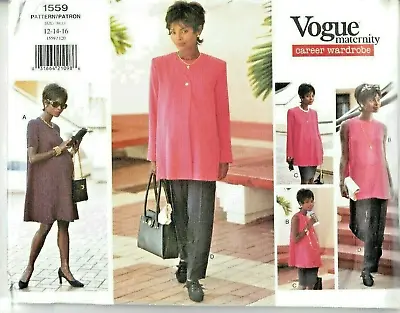 Vogue Sewing Pattern 1559 Maternity Dress Jacket Skirt Trousers 12-16 Easy Top  • £10.99
