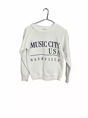 Vintage 90s Nashville Music City USA Crewneck Sweatshirt Size Small Made In USA • $20