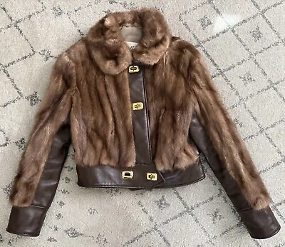 Vintage MOURATIDIS Mink Fur Cropped Coat - Brown - 1970s - Size SM • $295