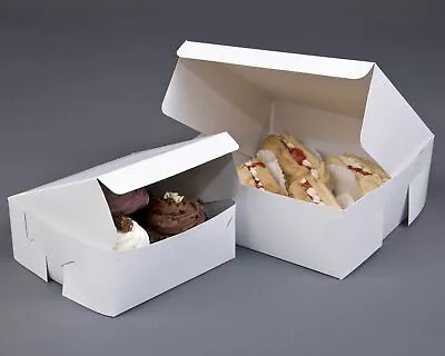 Folding Flat White Cake Box Confectionery Pastry Dessert Cupcake Bakery Wedding • £2.49