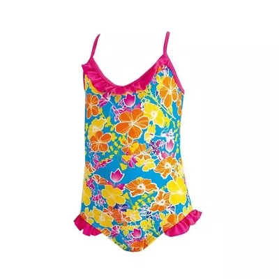 New Zoggs Girls Age 3-4 Years Swimming Costume One Piece Swimsuit Frilly Neck • £5.99