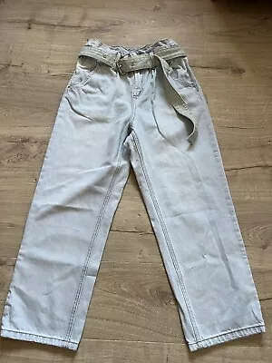 Miss Sixty Blue Denim Paper Bag  Crop Jeans Trousers Size W30 Belted Inseam 26” • $26.68