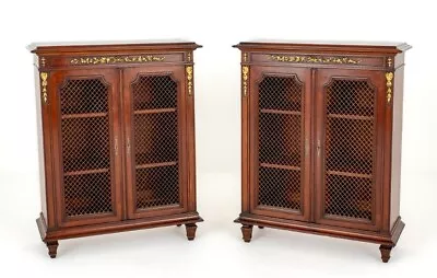 Pair French Side Cabinets Bookcase Walnut 1880 • $3820