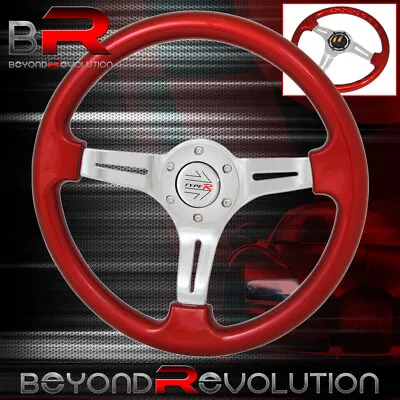 Type R Steering Wheel Red Classic Chrome Streak Center 6 Bolt Hole 350mm • $54.99