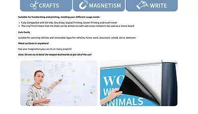 Blank Magnetic Sheet Roll24”x 10’Strong Magnet Sheets Flexible Roll30Mil Thick • $34