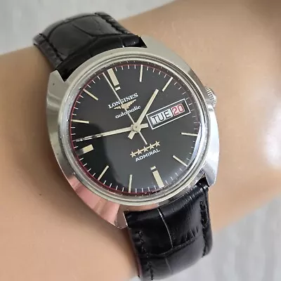 Vintage LONGINES ADMIRAL Men's Automatic Watch Cal.508 Black Dial Swiss 1973 • $595