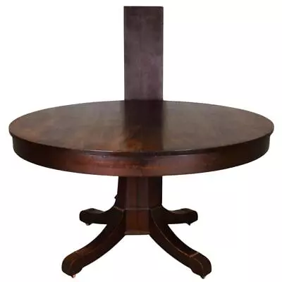 Antique Mahogany Round Dining Table – 54” Single Leaf #22000 • $985