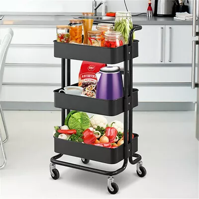 Mobile 3 Tier Trolley Cart Kitchen Vegetable Food Utility Space Saver Stand Rack • $46.98