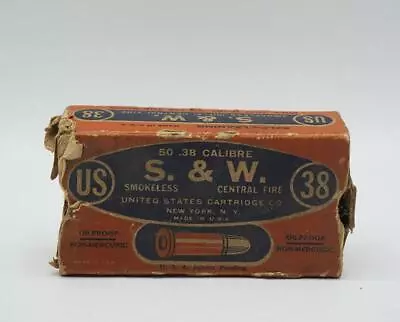 US Smith & Wesson .38 Cal Smokeless Cartridge Empty Box • $19.99