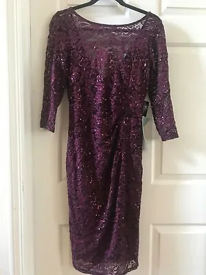 Marina Women's Lace Dress Size 10 Color Wine Catalog # 229-1865 NWT $89 • $18.90