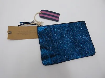 Ladies Jack Wills Leather Pouch Bag With Blue Glitter Finish (NWT) • £13