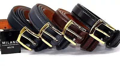 Men's Belt Stitched 1 Inch (25mm) With Leather LINING Perfect Gift BNWT For All • £5.49