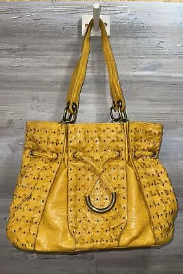 Jessica Simpson Mustard Yellow PVC Faux Leather Hippie Boho Shoulder Bag Purse • $21.99