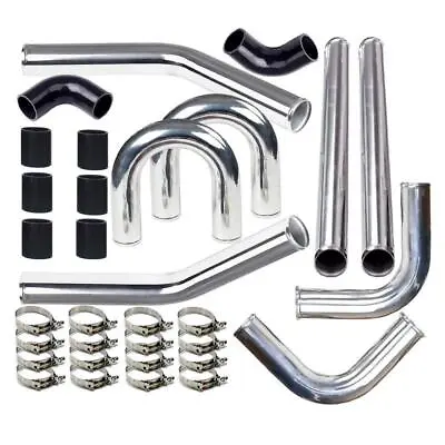 2  Universal Aluminum Turbo Intercooler Piping Kit &Black Elbow Hose+Bolt Clamps • $89.99