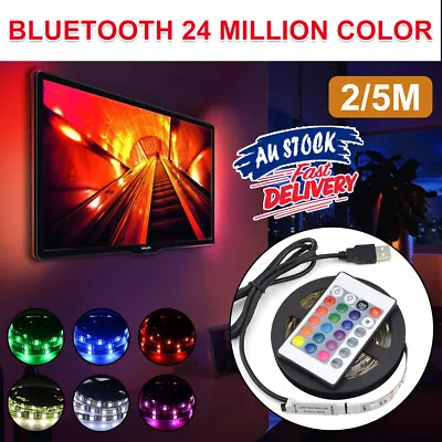1M To 5M RGB 5V TV Back Colour Changing 5050 USB LED Strip Light + 24 IR Remote • $9.99