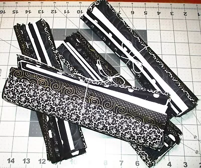 Vintage Cotton Quilt Quilting Fabric Scrap Bundle 1/16 Of 10 Prints Black White • $8.99