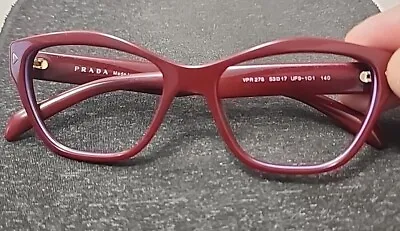 Prada VPR27S Burgundy Square Cat Eyes Blue Eyeglasses Frame 53-17 140 Italy • $40.49