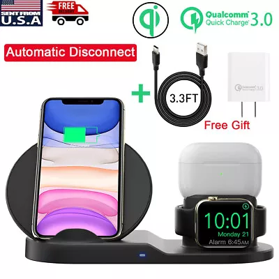 3in1 QI Wireless Charger Charging Station Dock For Apple Watch Phone/Airpod Pro • $14.99