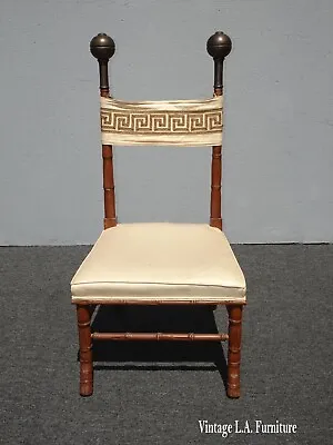 Vintage French Italian Chair W Brass Finials & Greek Key Backrest Made In Italy • $550