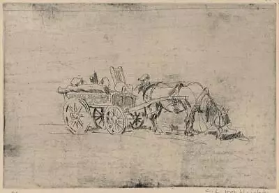 Antique Etching - General Dealer 20th Century Indistinctly Signed - Horse & Cart • $308.29