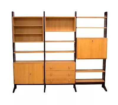 3 Bay Modular Wall Unit Bookshelf W Cabinets Free Standing Mid Century Modern • $3000