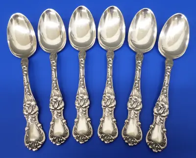 6 - 1835 R. Wallace Floral Hibiscus Silverplate Flatware 6  TEASPOONS • $38.95