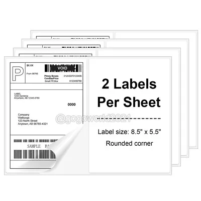 200-10000 8.5 X5.5  Shipping Labels Rounded Corner Self Adhesive 2 Per Sheet USA • $15.77