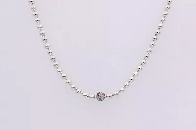 New Genuine PANDORA Beads & Pave Silver Necklace 17.7   W/ BOX • $100.80