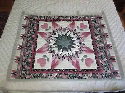 $20 • Buy Hand Quilted LONE STAR Cheater Fabric PATCHWORK WALL HANGING W/Tabs--43.5  X 34 