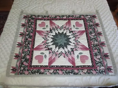 $20 • Buy Hand Quilted LONE STAR Cheater Fabric PATCHWORK WALL HANGING W/Tabs--43.5  X 34 