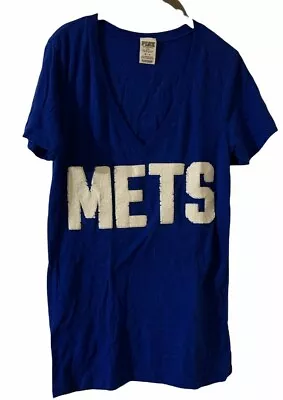 Pink By Victoria Secret 3 Strikes You're Out Met T-shirt Women's Royal Blue Med • $16.98